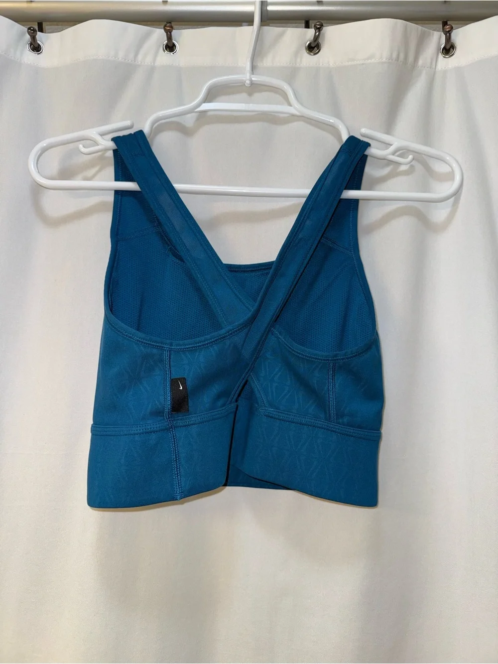 Nike Teal-Blue Scoop Crop Sports Bra